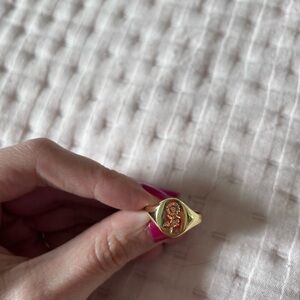 Sunflower gold signet ring